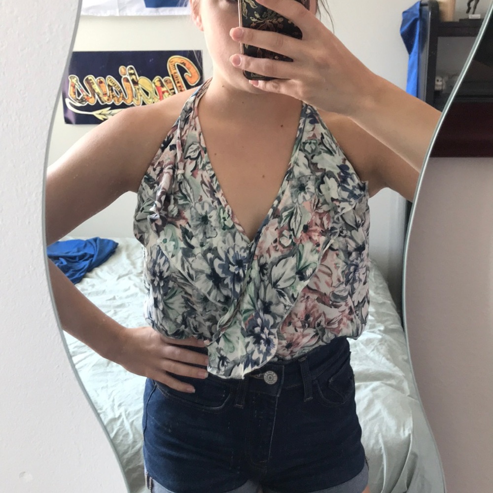 Floral deep v body suit - Never worn